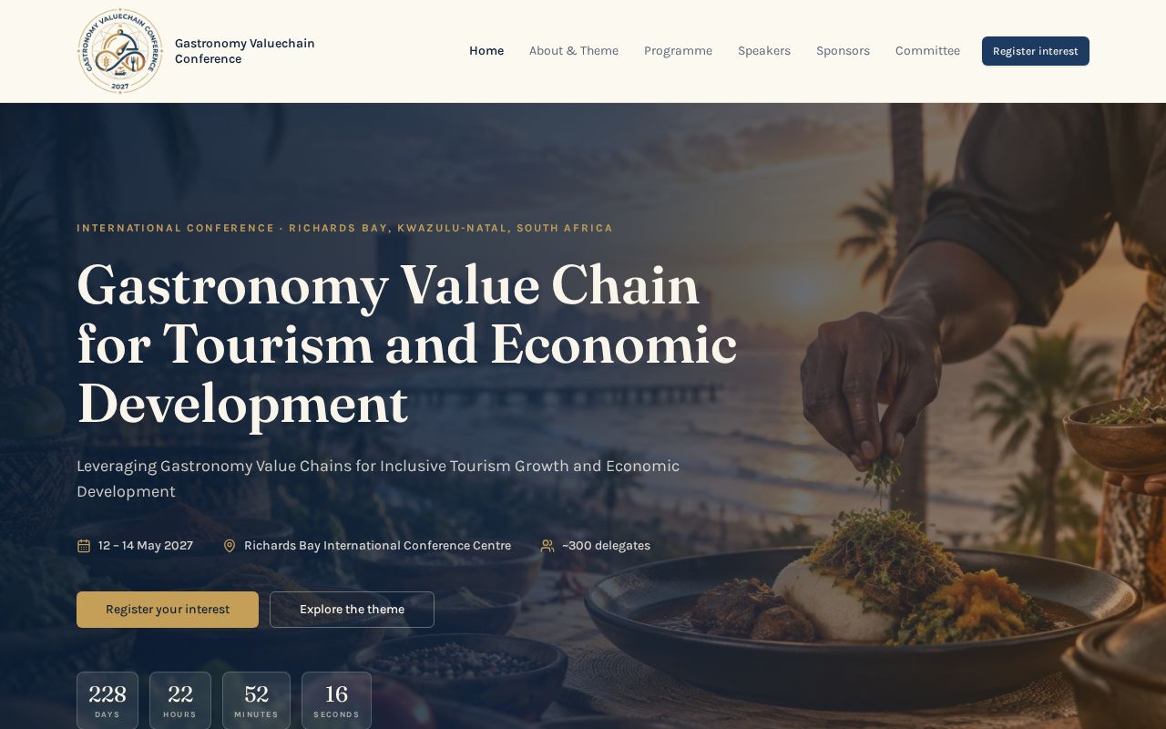 International Conference on Gastronomy Value Chain for Tourism and Economic Development homepage